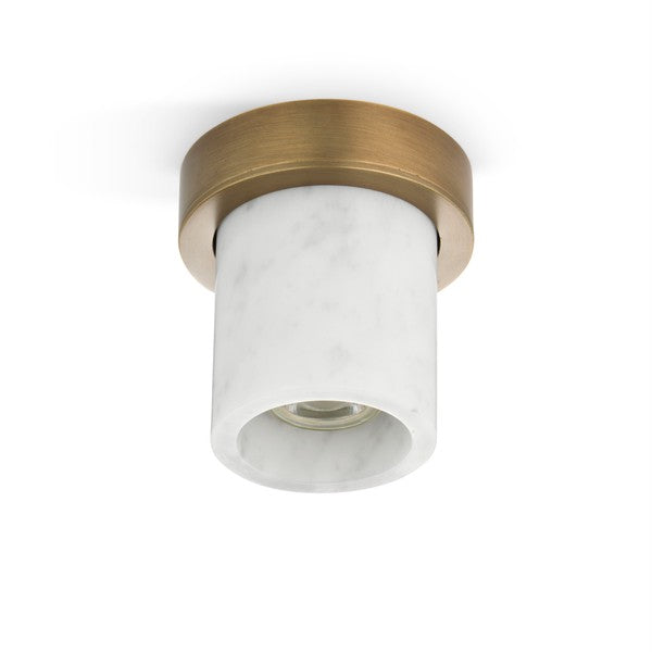 Miss Marble loftspot i hvid carraramarmor med loftbase i bruneret messing fra Design by Us.
