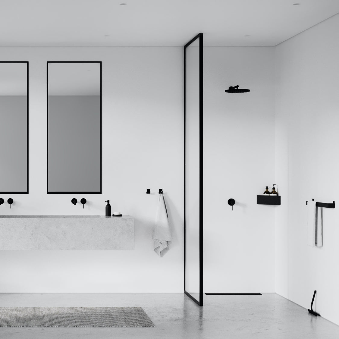 Brusehylde hjørne, sort • NICHBA - Copenhagenhomedesign