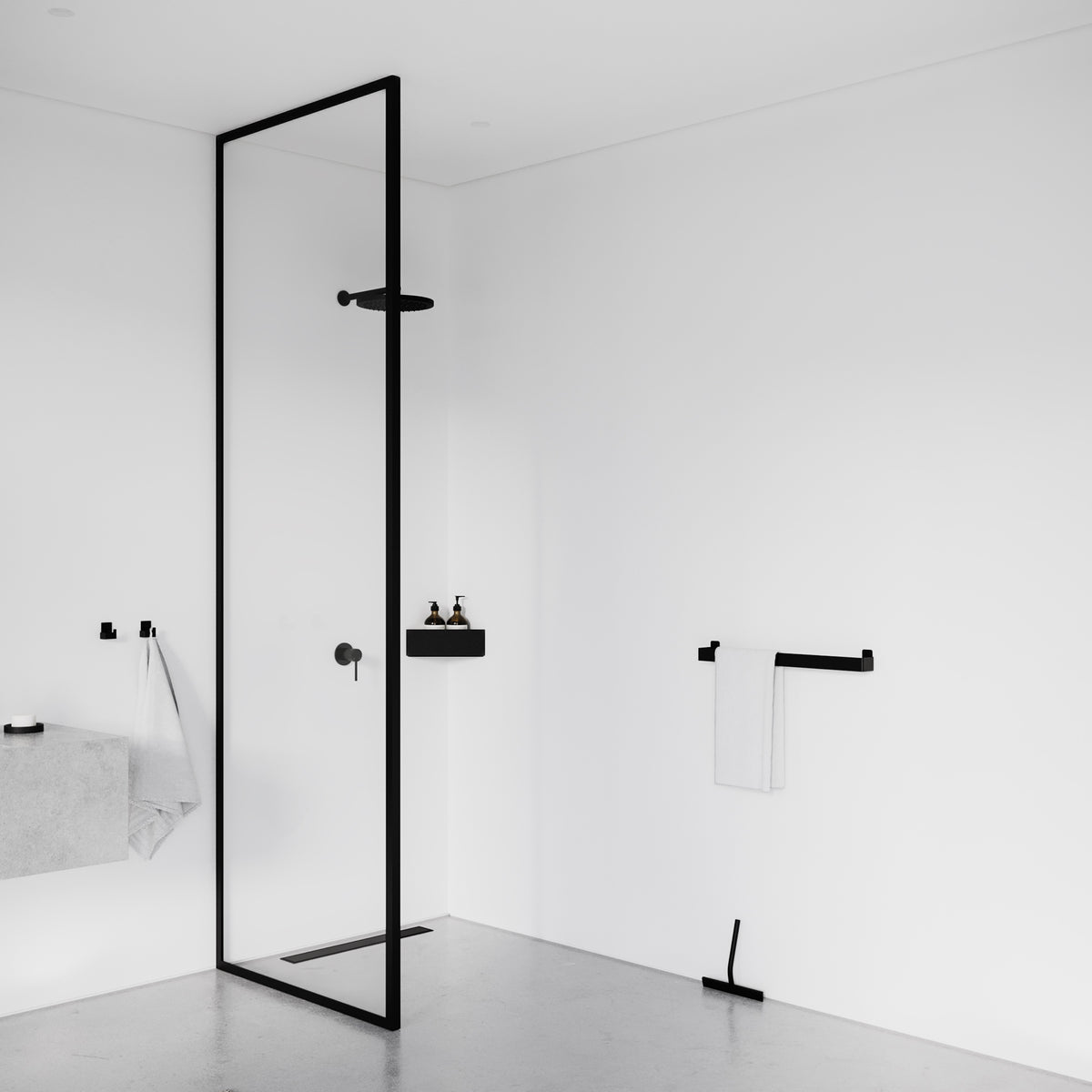 Brusehylde hjørne, sort • NICHBA - Copenhagenhomedesign