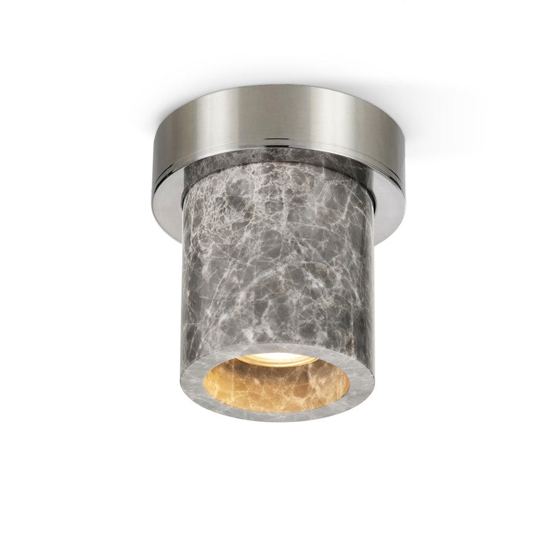 Miss Marble loftspot i grå marmor med loftbase i rustfrit stål-look fra Design by Us.