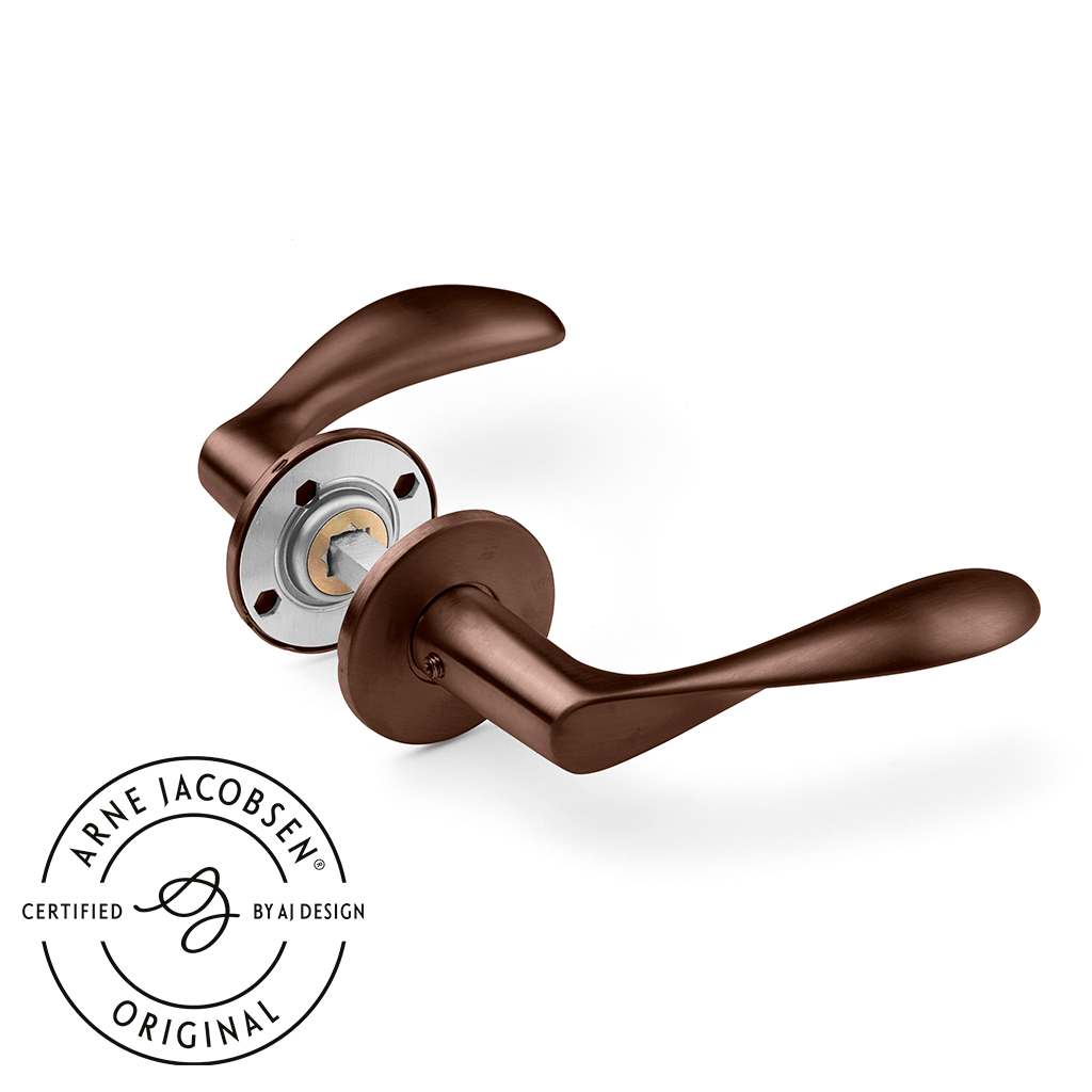 Arne Jacobsen dørhåndtag - AJ97 dørgreb i bronze, lille model med snap-on cover • d line - Copenhagenhomedesign