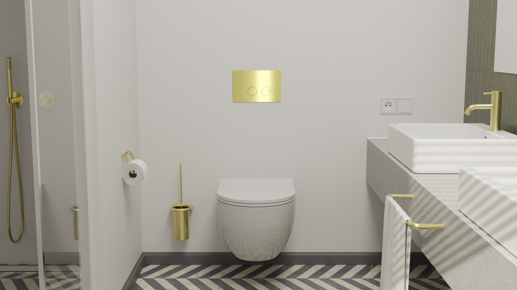 Betjeningplade til toilet, børstet messing finish • d line - Copenhagenhomedesign