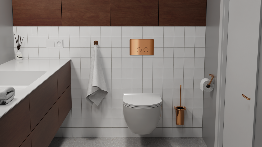 Betjeningplade til toilet, kobber finish • d line - Copenhagenhomedesign