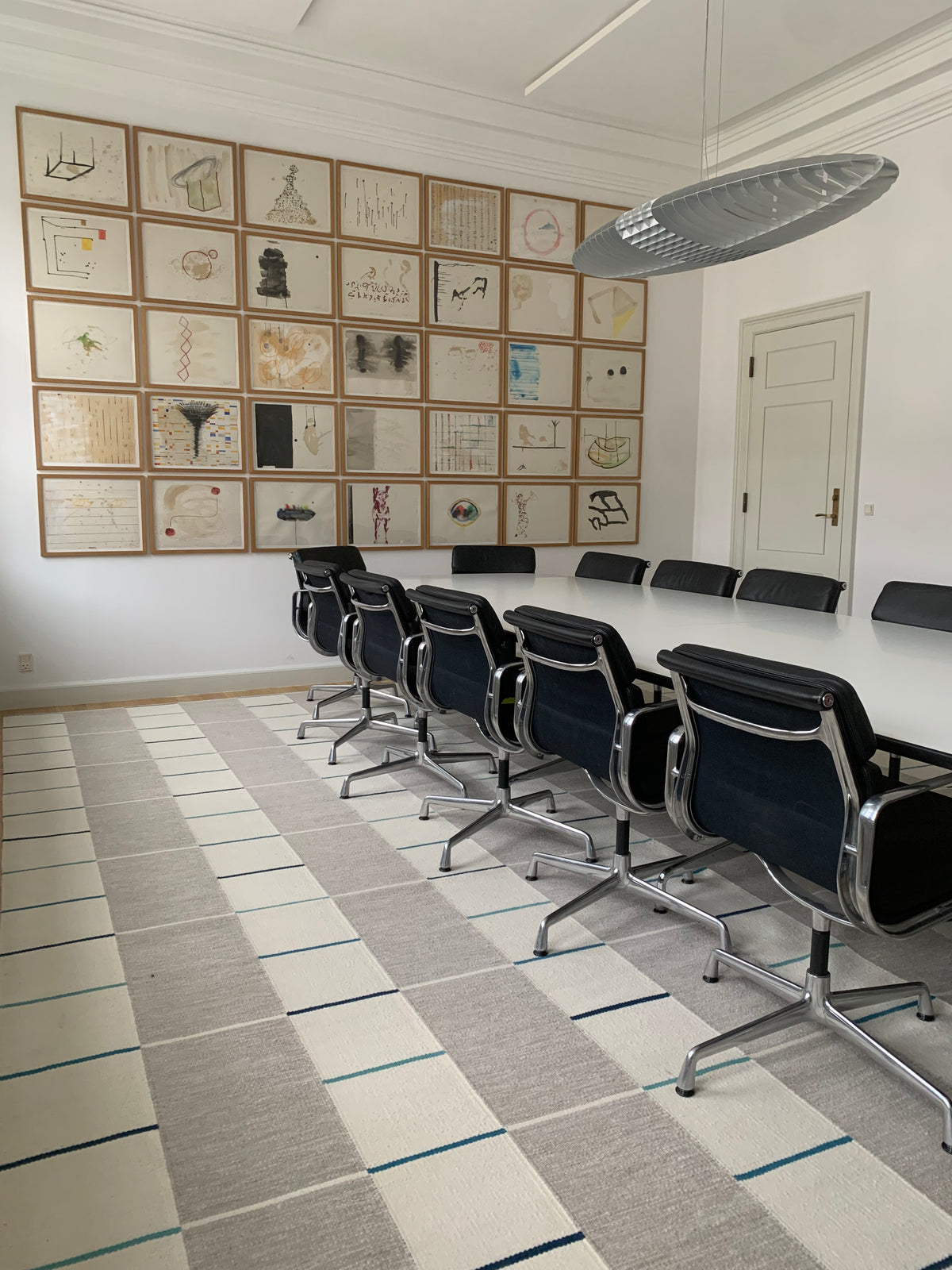 Tæppe VK-11, grå/hvid/blå • NORDICMODERN - Copenhagenhomedesign