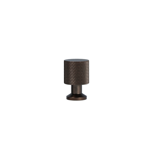 Møbelknop med diamond cut i bronze / bruneret messing, 25 mm