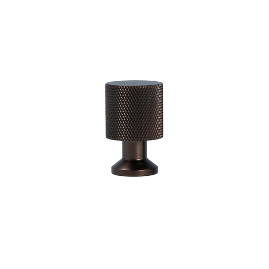 Møbelknop med diamond cut i bronze / bruneret messing, 33 mm