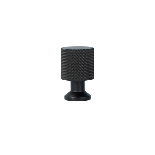 Møbelknop med diamond cut i mat sort, 33 mm
