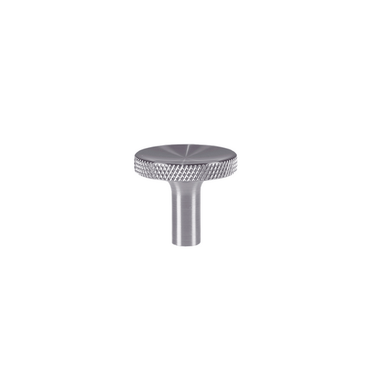 Møbelknop med diamond cut i rustfrit stål look, 28 mm