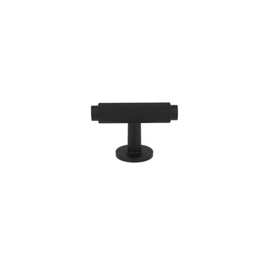 Møbelknop T-bar med linjeret design i sort