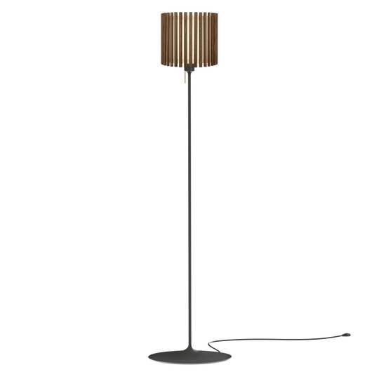 Komorebi Circle gulvlampe, mørk egetræ og sort • UMAGE