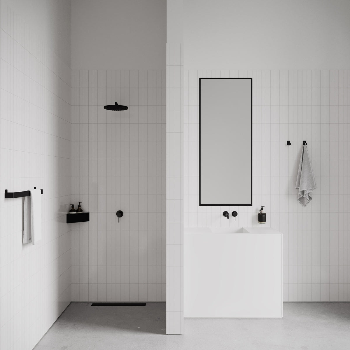 Brusehylde hjørne, sort • NICHBA - Copenhagenhomedesign