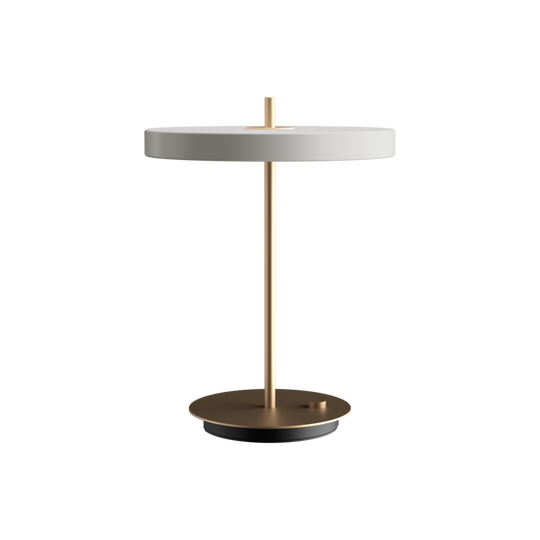 Asteria Table bordlampe, lysegrå (mist) og messing • UMAGE