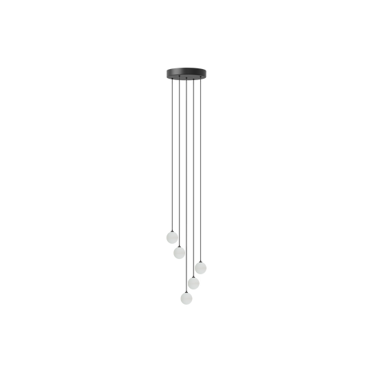 Rosette Mini Cluster 5, loftroset med ledning og fatning 5 x G4, sort • UMAGE
