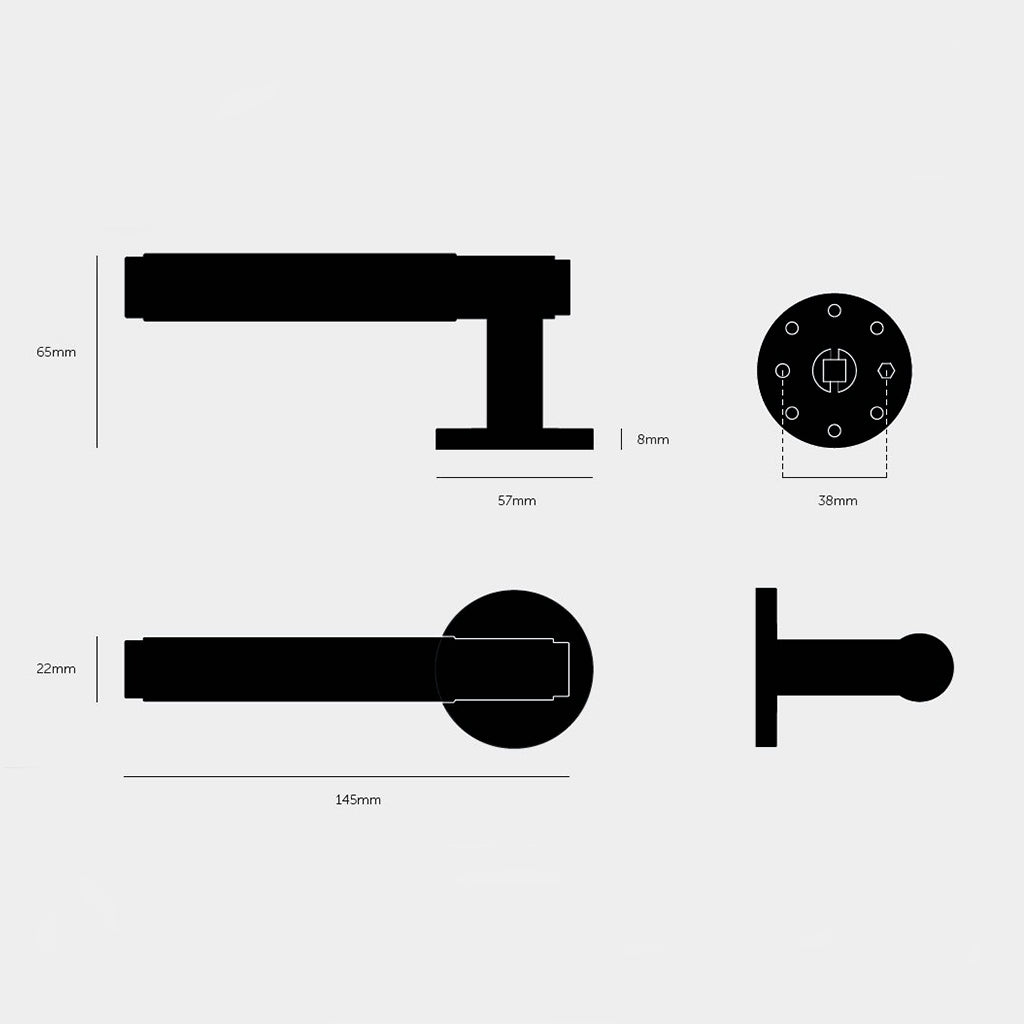 Cross dørhåndtag i sort med diamond cut mønster • Buster + Punch - Copenhagenhomedesign